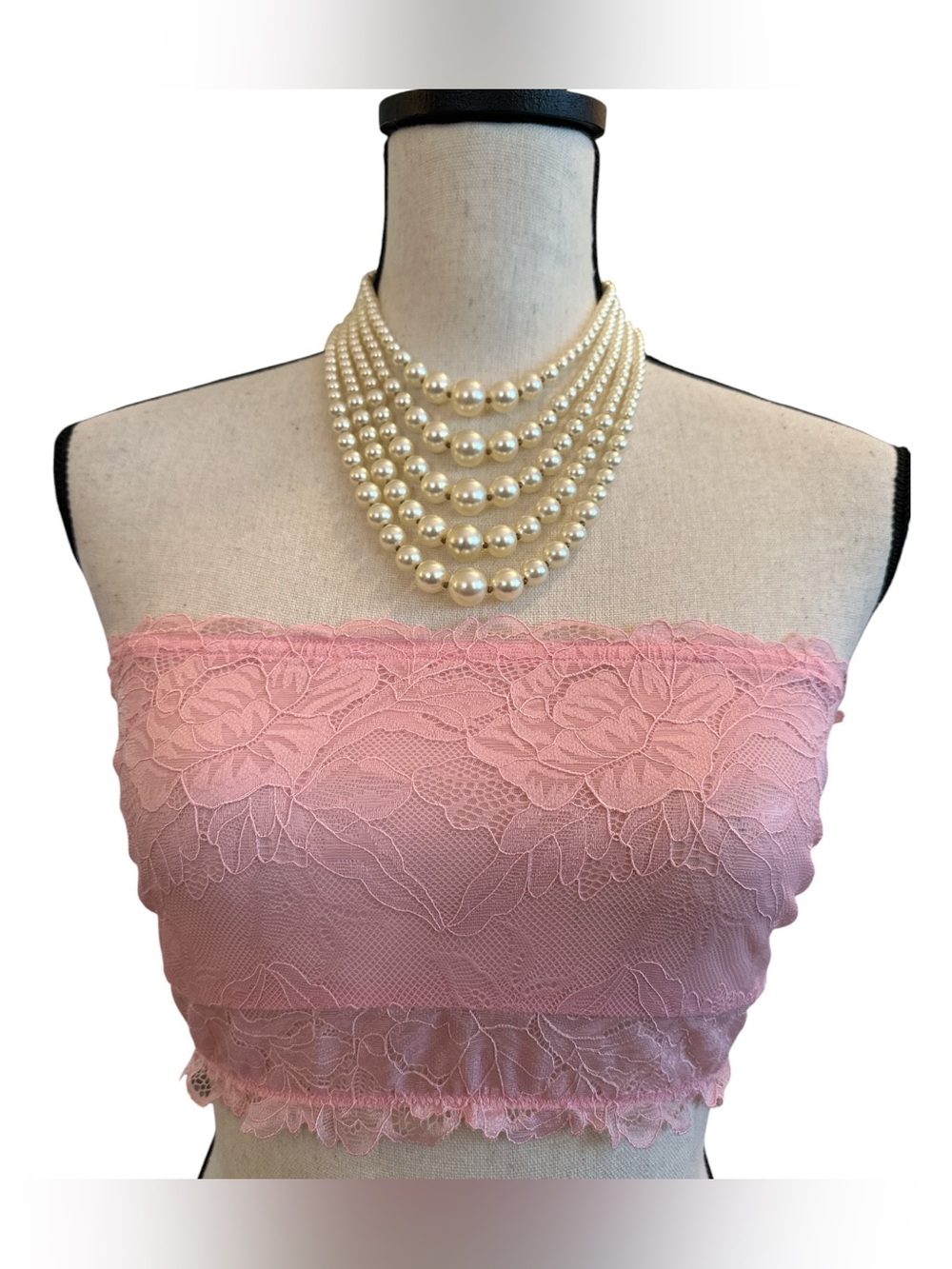 Free People Pink Lace Bandeau Bralette Tube Top Boho Coquette Floral | Small